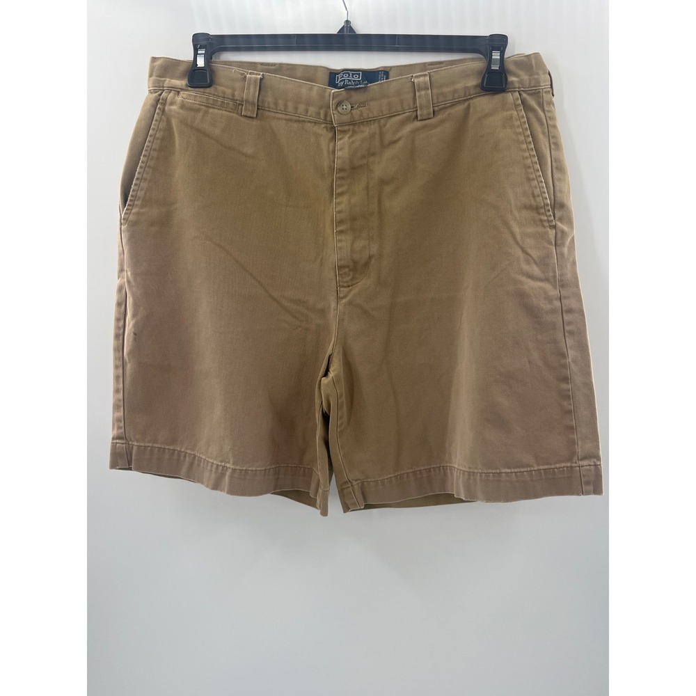 Polo Ralph Lauren Philip Short Mens36 Tan Khaki Cotton Chino Flat Front 7 Inseam